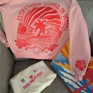 Pink Palm Puff “Everything Comes in Waves” hoodie